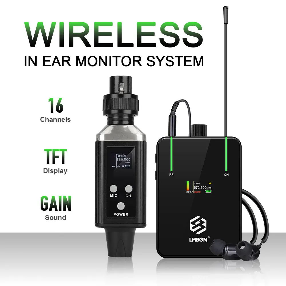 LMBGM AR9 Pro نظام مراقبة لاسلكي داخل الأذن شاشة ملونة TFT عمر بطارية طويل مناسب للمرحلة، استوديو التسجيل، الفرقة
