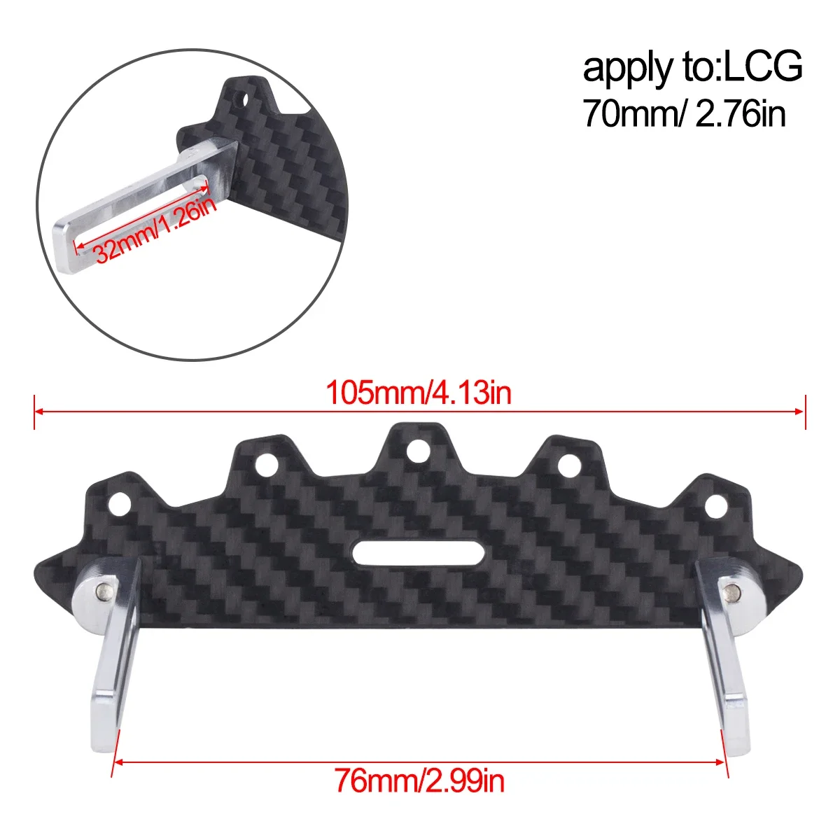 LCG Carbon Fiber Front Bumper for 1/10 RC Crawler–Compatible with Axial SCX10, TRX4, LCG, Dodge Power Wagon & Cliffhanger Bodies