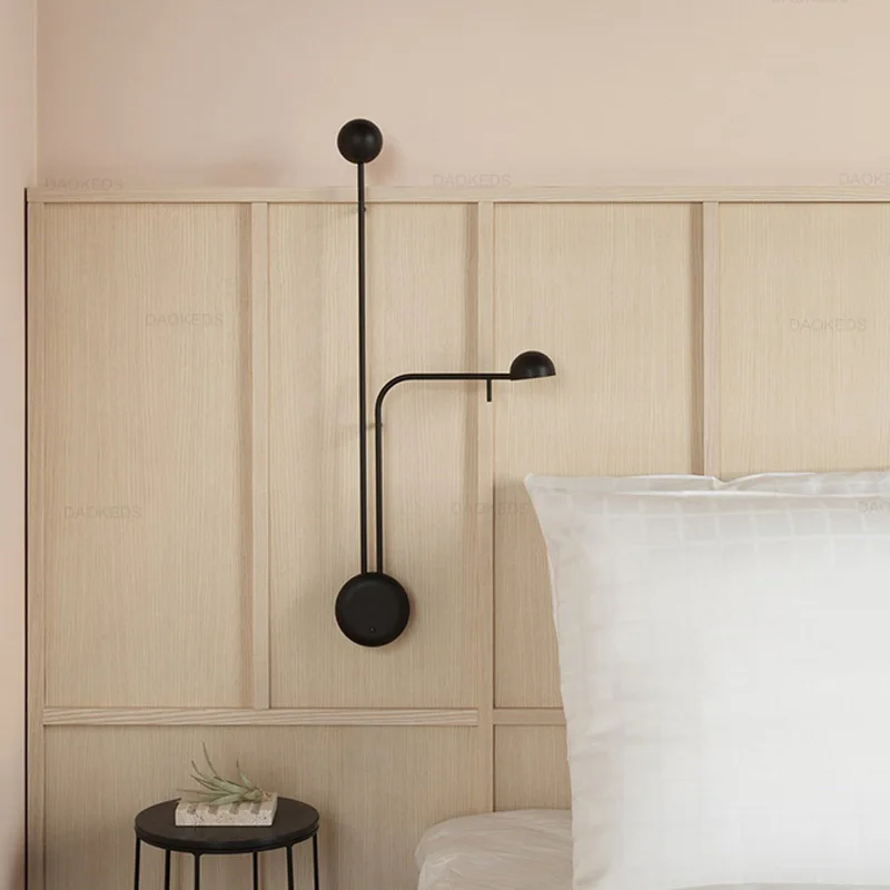 Designer Black/White Wall light Swing Arm Wall Lamp Modern Minimalist Wall Lamp for Study Bedside Living Model Room