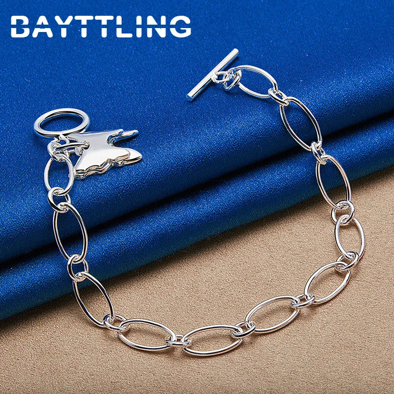 

New Fashion 925 Sterling Silver 8 Inches Fine Butterfly Pendant TO Bracelet For Women Engagement Wedding Gift Jewelry Accessorie