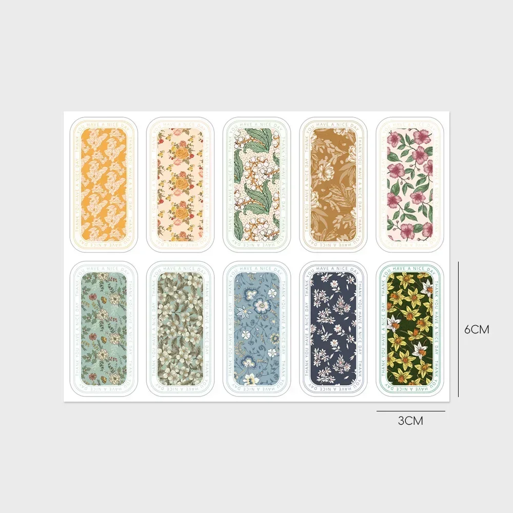 100pcs/pack Vintage Flower Decor Seals Stickers for Small Business Gift Box Packaging Sealing Label Stationery Thank You Sticker