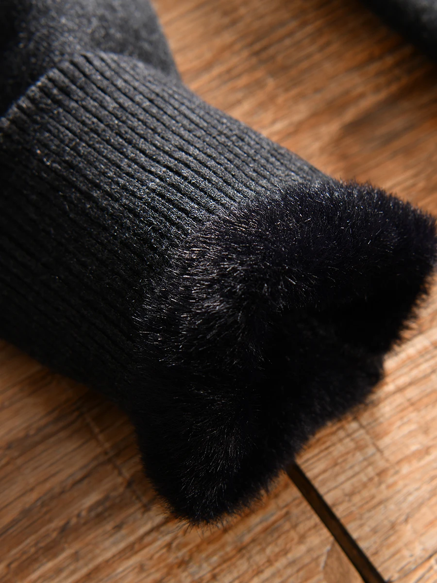 Winter Thickened Fleece Lined Woolen Warm Pants High Elasticity Couples Style Breathable Stretchy  Color Home Leisure Tr...
