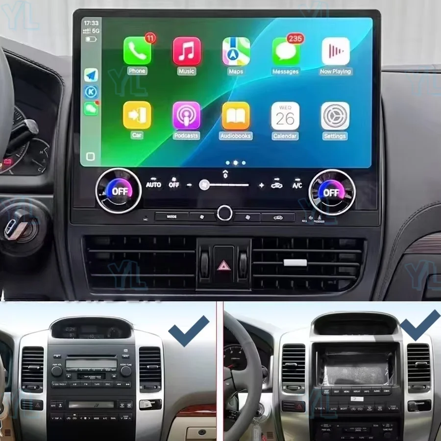 

16,8-дюймовый Android 13 Qualcomm для Prado 120, Lexus GX470 04-09, Toyota Land Cruiser 2002-2009, Carplay, автомобильная интеллектуальная система с 4G, Wi-Fi, BT5.0