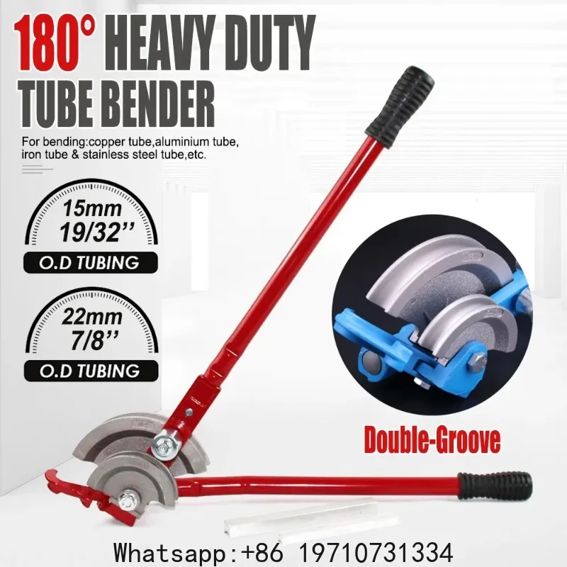 180 Degree Heavy Duty Tube Bender 15+22mm O.D Tubing Benders Double-Grooue for Hard Copper Pipes in Home Furnishing Tap Water