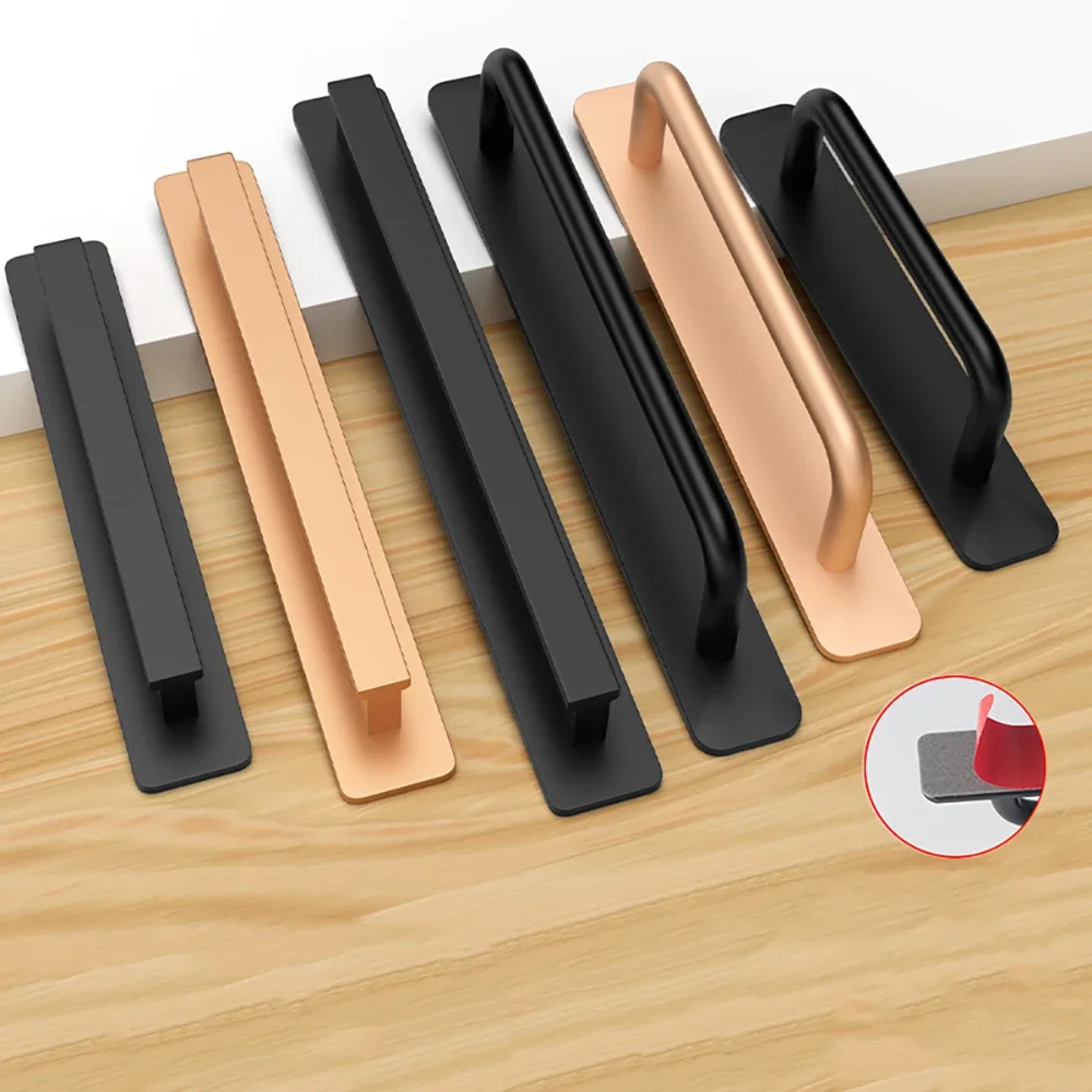 Cabinet Storage Cabinet Glass Door Handle Aluminum Alloy Handle No Perforated Door Handle Sliding Door Exposed Handle Screw/Glue