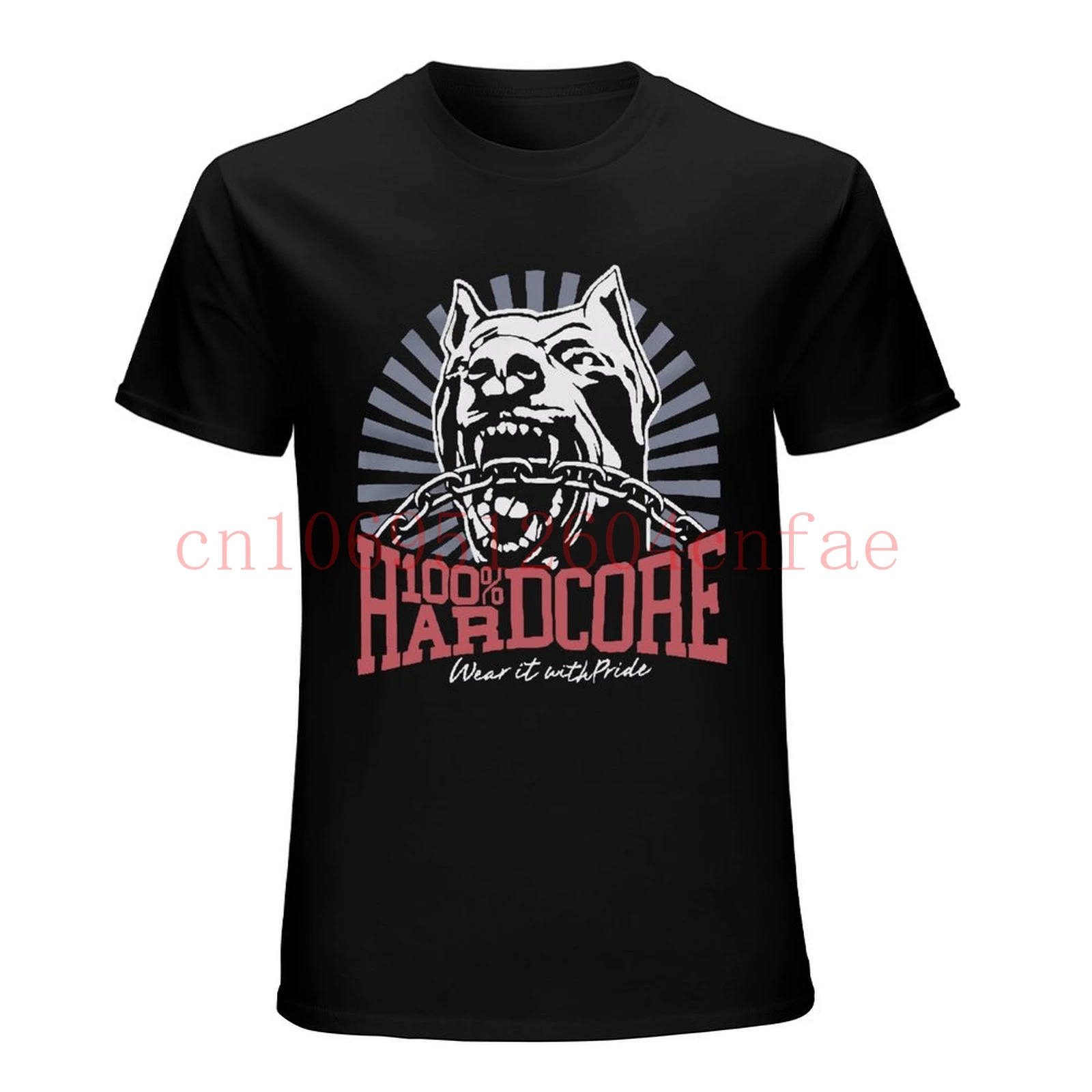 100% HARDCORE T-Shirt Dog-1 Black Gabber Techno Partyoutfit New 2020 Hot Summer Casual T Shirt Printing Top Tee Plus Size