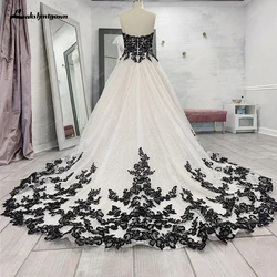 Chic Sleeveless Sweetheart Wedding dresses for women Plus Size Black and White A-Line Tulle Bridal Dress Customized