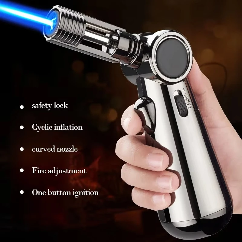 Torch Gas Windproof BBQ Kitchen Cooking Jet Turbo Cigar Lighter High Capacity Spray Gun Jewelry Metal Welding Gifts For Men