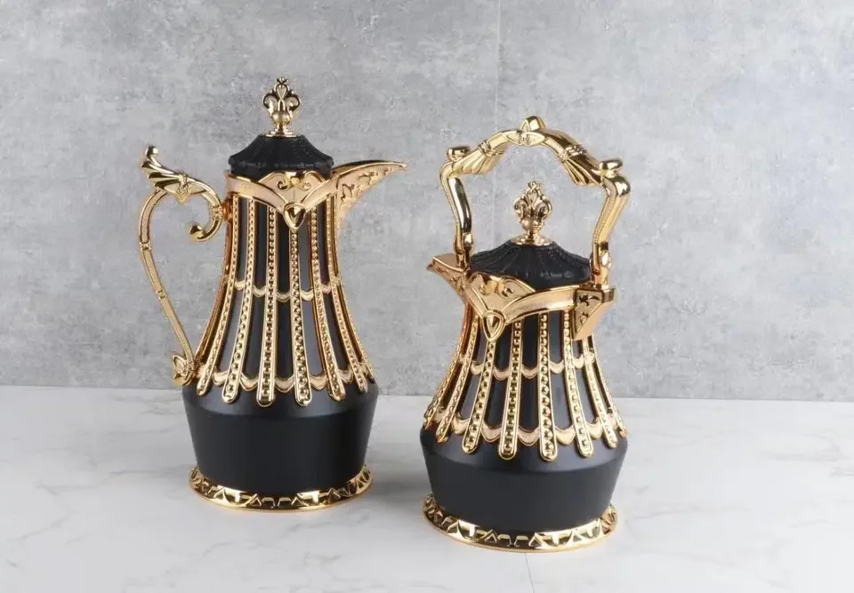 Insulation Flask pot Kettle for Ramadan Middle East Arabic Style 700ml/ 1000ml Dallah Gold Coating Coffee Pot