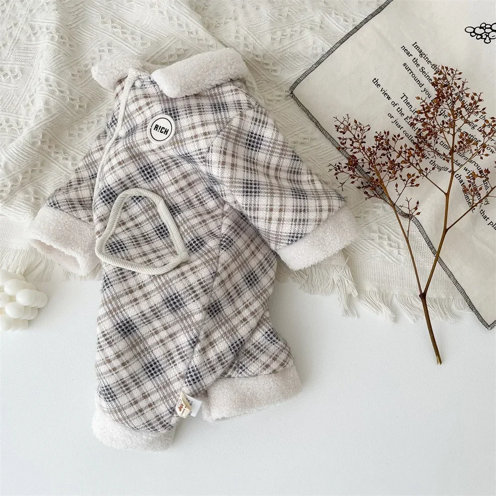 2024 Winter New in Kids Baby Boys Thicken Diamond Plaid Warm Outfits Jumpsuits , Toddler Infant Fashion Clothing Romper 0-24M