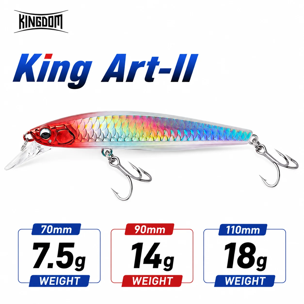 Kingdom Künstlicher sinkender Minnow-Angelköder 7,5 g, 14 g, 18 g, 70 mm, 90 mm, 110 mm, Jerkbaits, harter Köder, Seebarsch-Angelgeräte ﻿