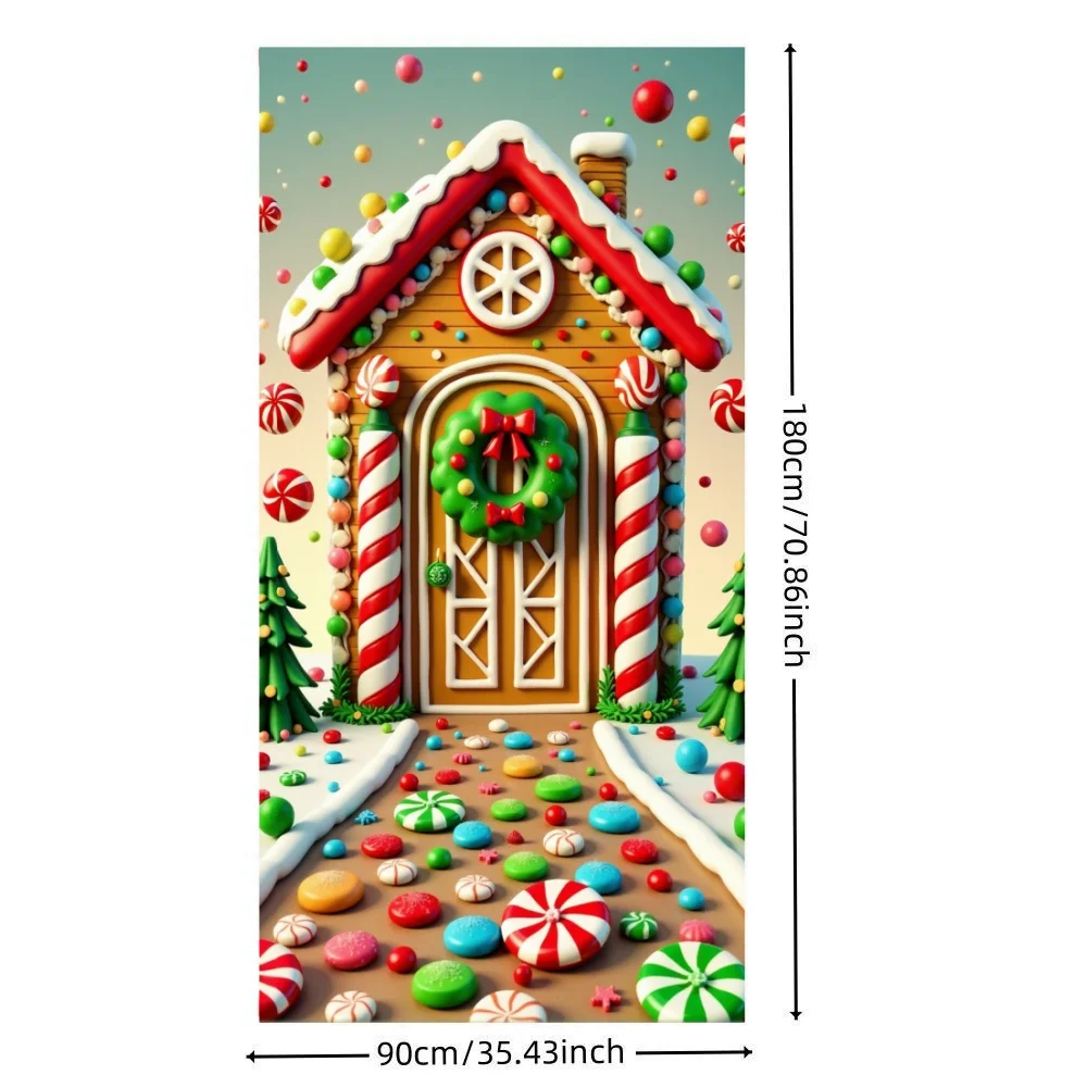 الزنجبيل كاندي البيت بطانات لأبواب عيد الميلاد المنزل المطبخ عيد الميلاد الديكور غطاء الباب القماش في الهواء الطلق حديقة ديكور المنزل