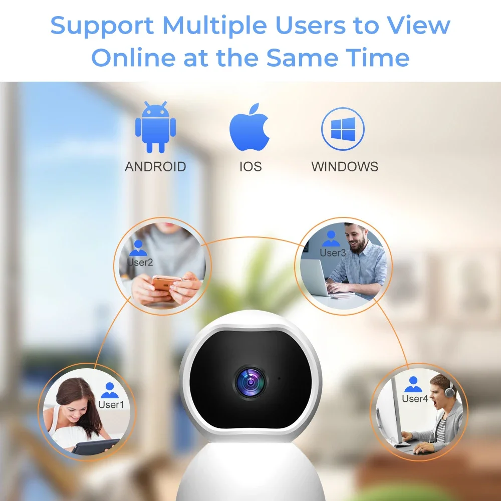 Câmera de Segurança de Vigilância Interna, Monitor de Bebê, Visão Noturna, Vídeo Doméstico, Áudio Bidirecional, 1080P, WiFi