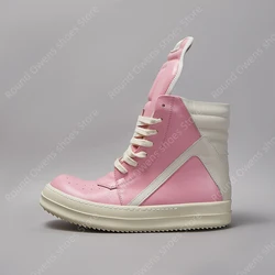 Pink Leather High Top Geo Luxury Quality Men Lace Up Zip Ro Women Flat Sneakers Casual Designer Street Hip-hop Ankle Boots Shoes
