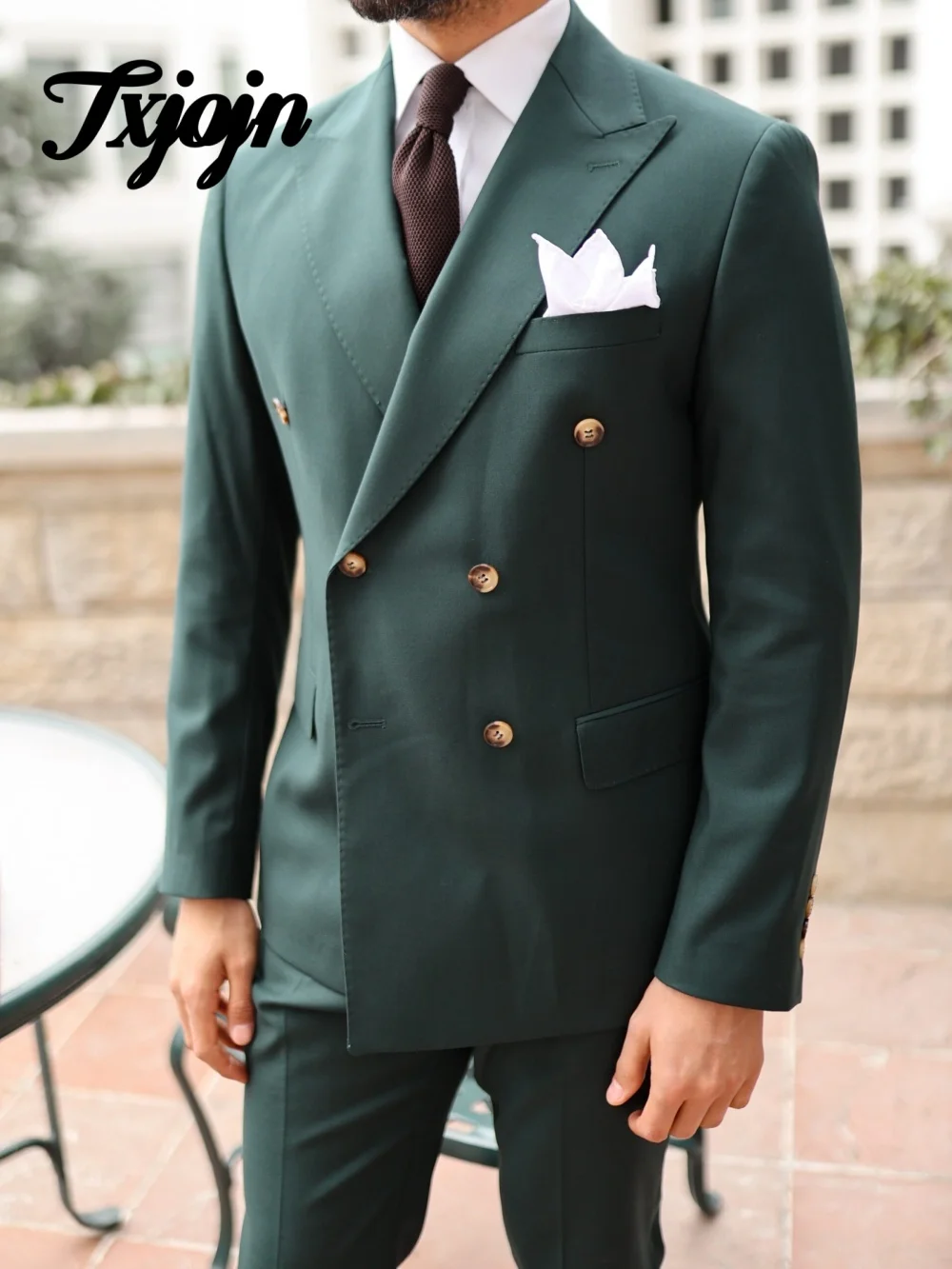 Classic Solid Color Men Suit Set 2PCS 2025 Fashionable Peak Lapel Men Suit For Best Man Formal Double Breasted Suit Trajes For H