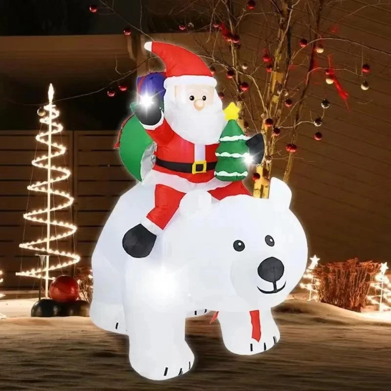 Christmas Inflatable Decoration Toy Built-in LED Lights Inflatable Model Indoor Outdoor Ornament Xmas Party New Year Garden Deco