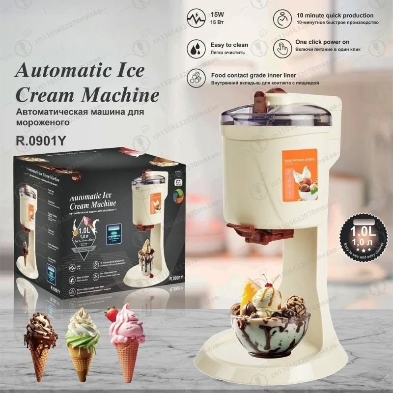 

Home DIY Ice Cream Maker Mini Automatic Fruit Dessert Machine Soft Serve Cone Maker Easy Clean