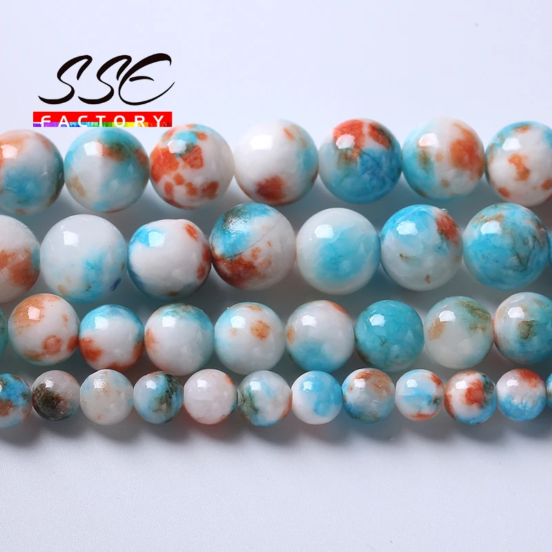 Natural Stone Blue Jades Round Beads Loose Spacer Beads for Jewelry Making DIY Bracelet Necklace Accessories 6 8 10 12mm 15 inch