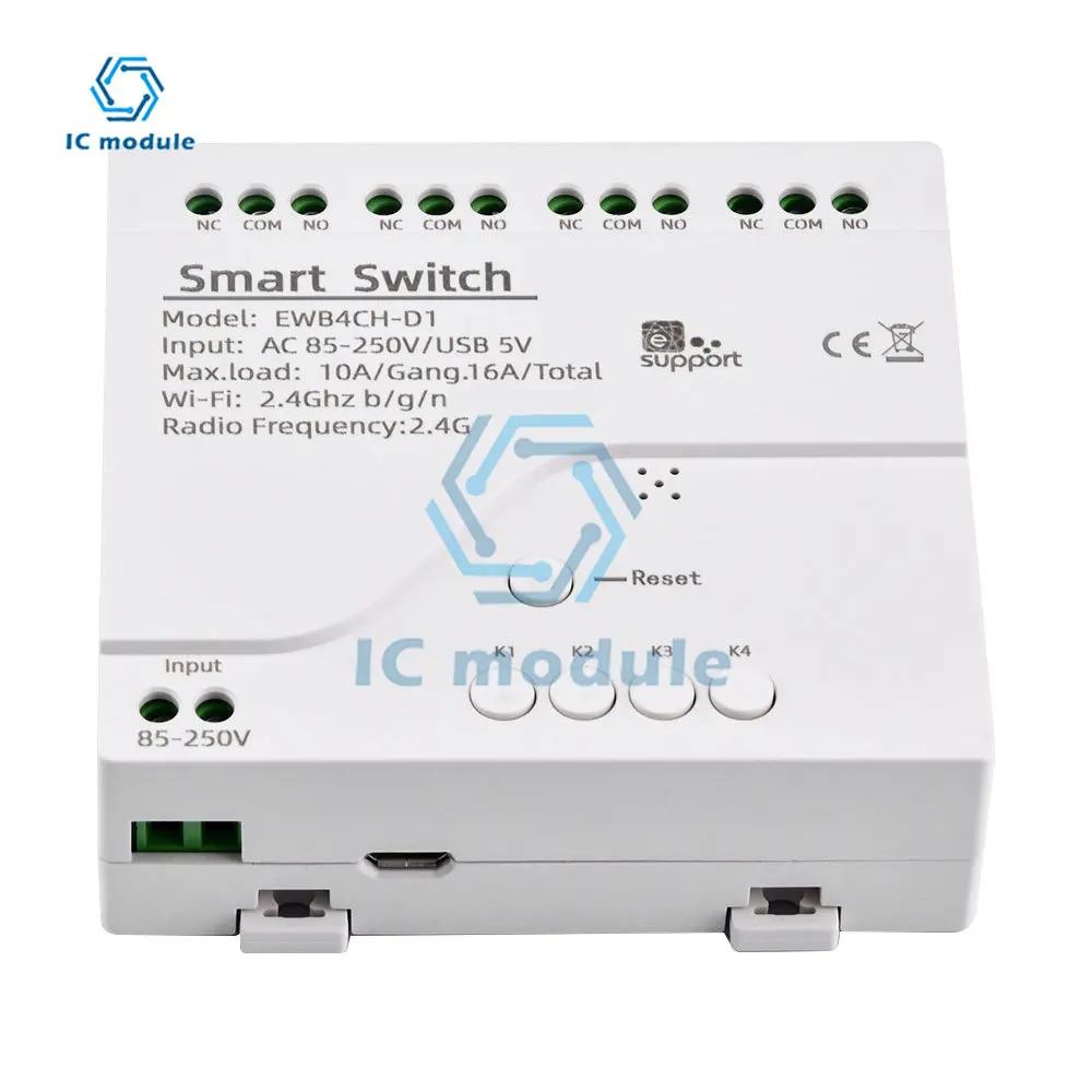 AC85-250V USB 5V Newest EWelink EWB4CH-D1 WIFI Switch Smart Receiver on Off Remote Control Switch Dry Contact Switch