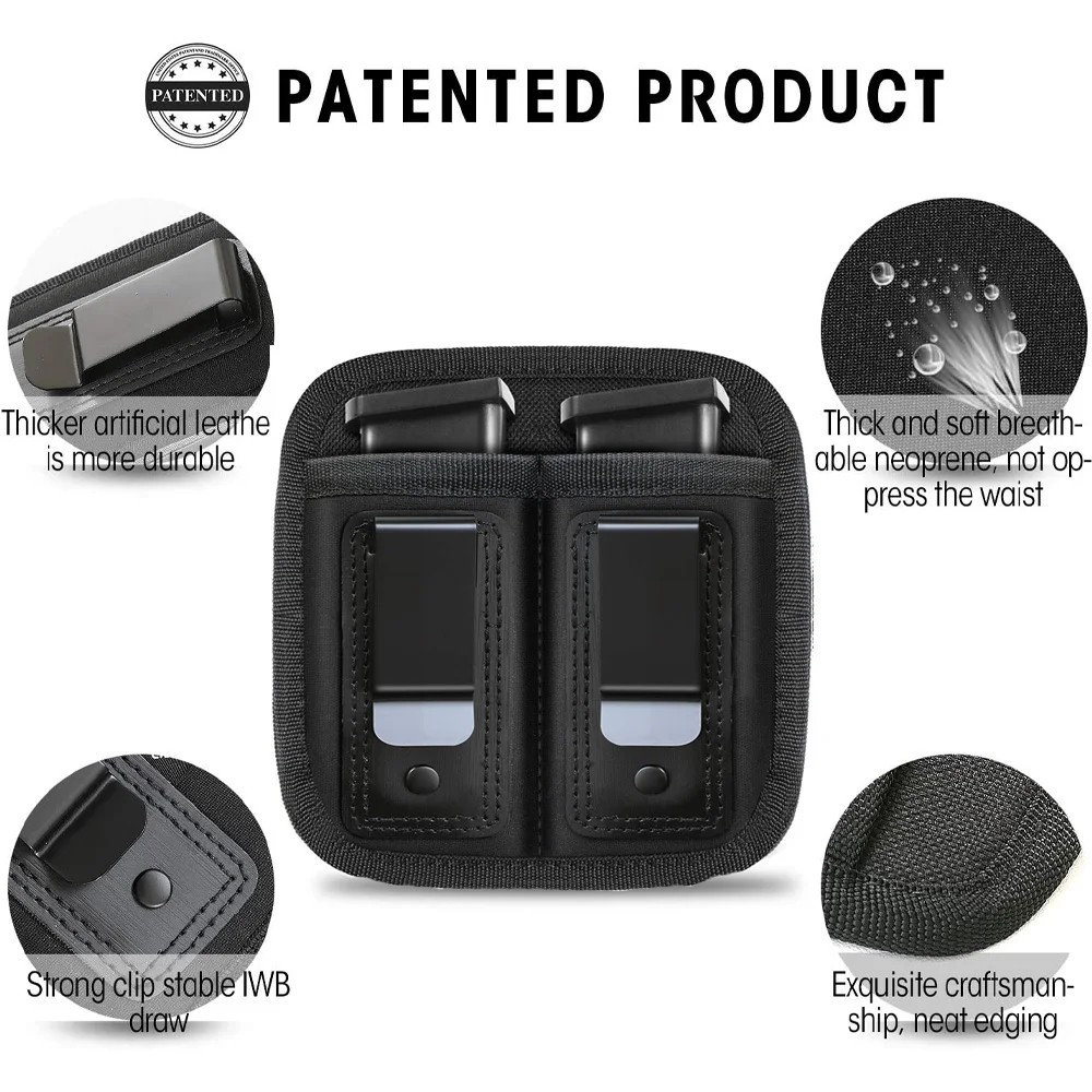 Nylon Magazine Pouch Holster Pistol 9mm Concealed Carry Mag Case with Clip Glock 19 21 92 Handgun Mag Pouch