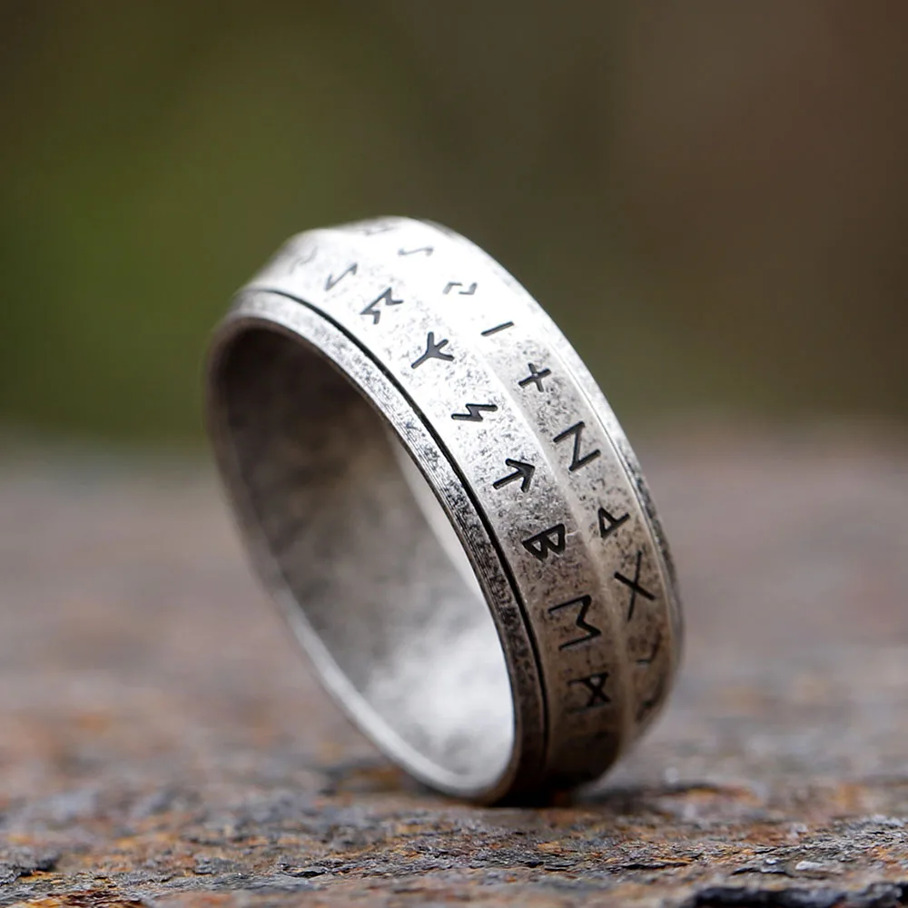 2024 NEW Rotatable Men's 316L stainless steel rings retro Odin Viking  rune for teen RING Amulet fashion Jewelry Gift