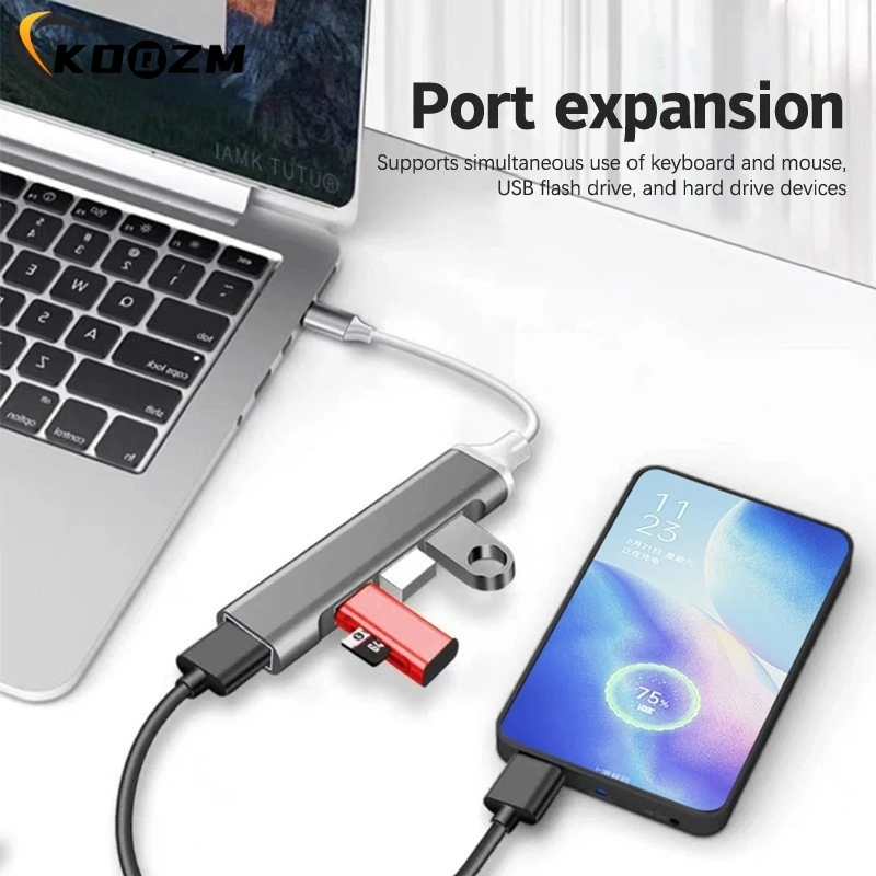 1PCS 4Port USB 3.0 Hub USB Hub High Speed Type C Splitter 5Gbps For PC Computer Accessories Multiport HUB 4 USB 3.0 2.0 Ports