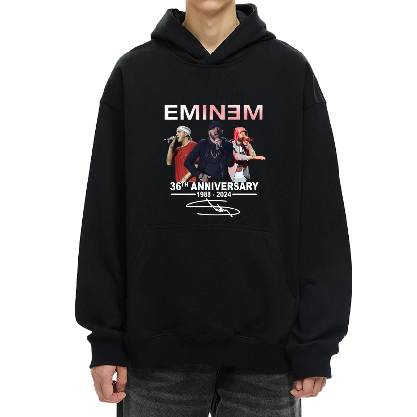 

Vintage Eminem 36th Anniversary 1988-2024 Memories print black Hoodie Men Women Casual Sweatshirt Unisex Fleece Long sleeve Tops