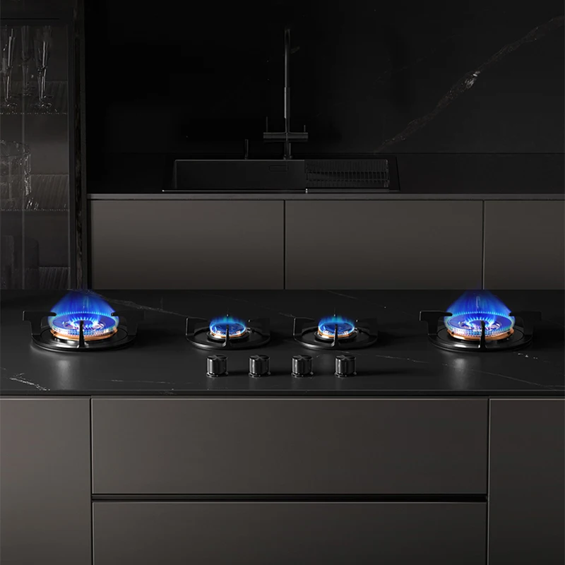 Premium Built-in Gas Cooktop 4-Burner 5.2KW Copper Flame Failure Protection Panel-Ready for Custom Kitchen