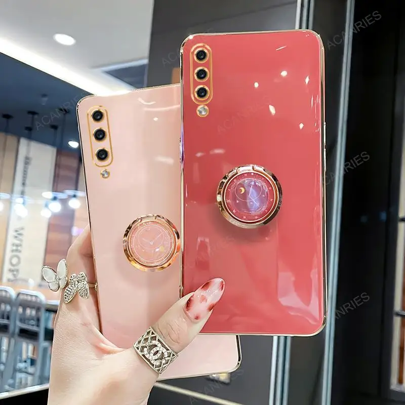 A50s A30s Luxury Plating Ring Holder Stand Case For Samsung Galaxy A50 A70 A7 2018 A30 A20s A10 A11 Silicone Back Cover A 50 70