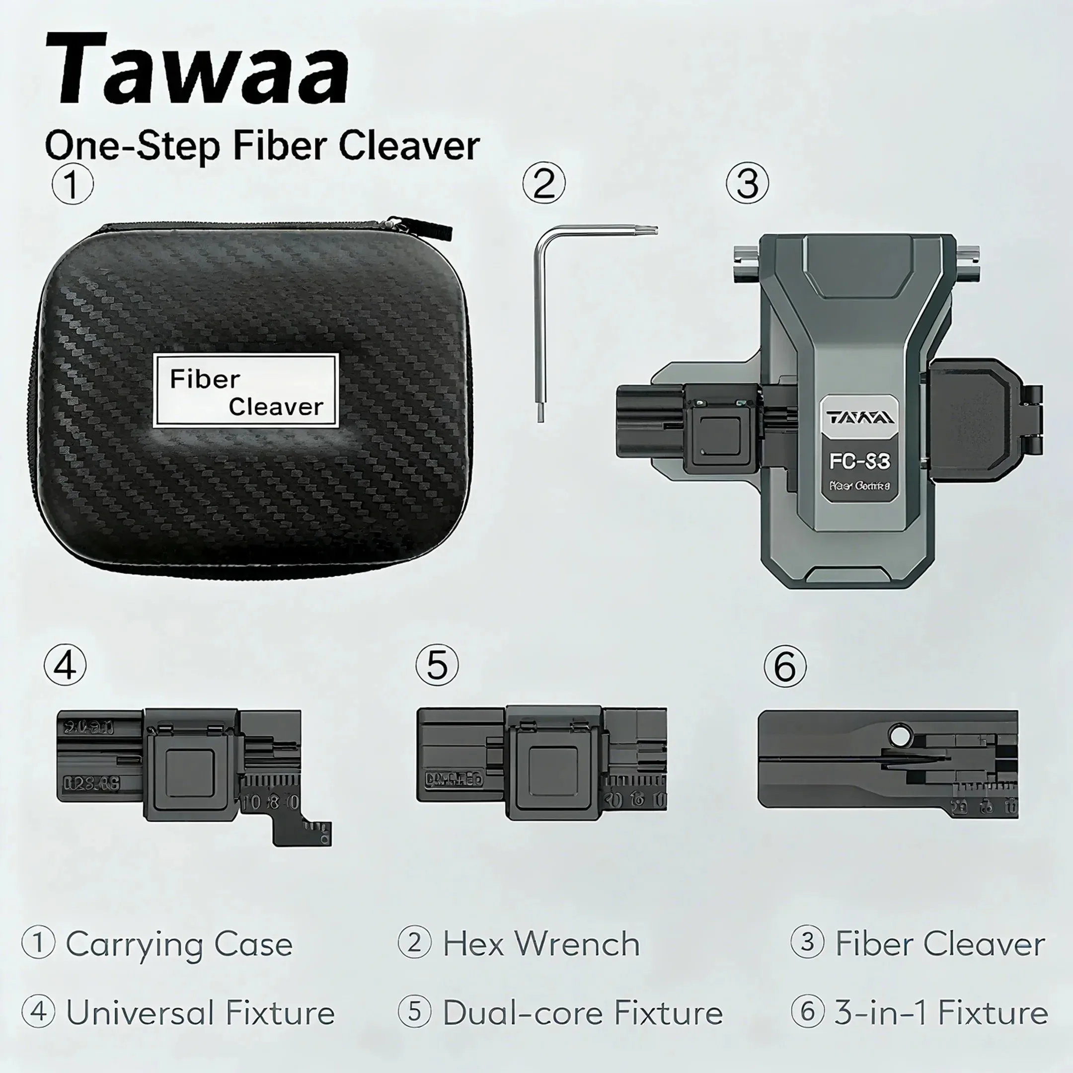 TAWAA FC-33 Full-Metal One-Step Fiber Optic Cleaver with 0.5° Typical Cleaving Angle Blade Durable 72000 Times