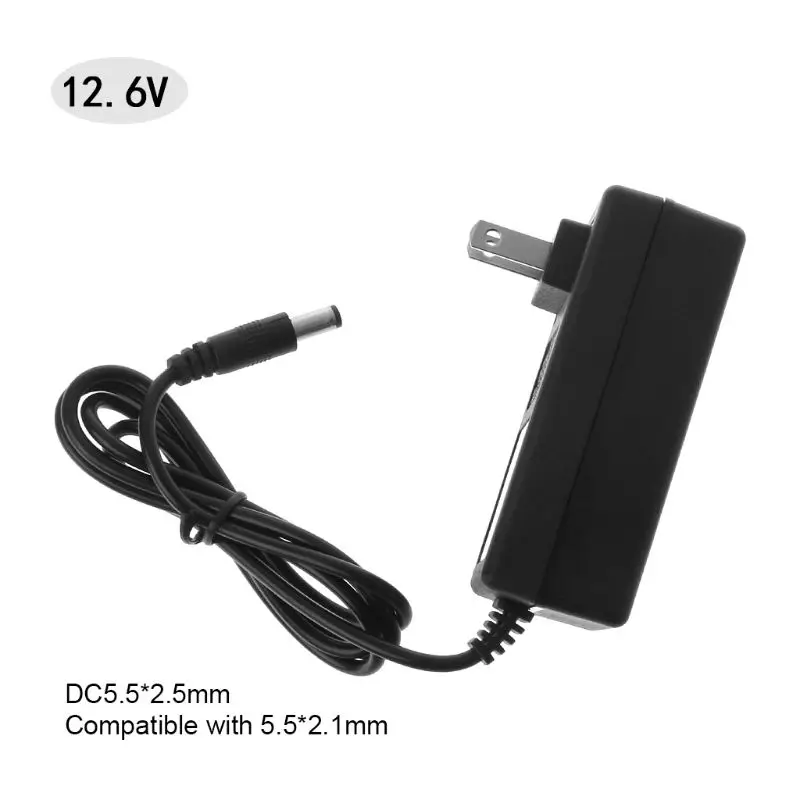 Battery Charger 12.6V for DC 2A Intelligent Lithium Li-on Power Adapter EU US Plug Transformer 100-240V AC 50/60Hz Charge