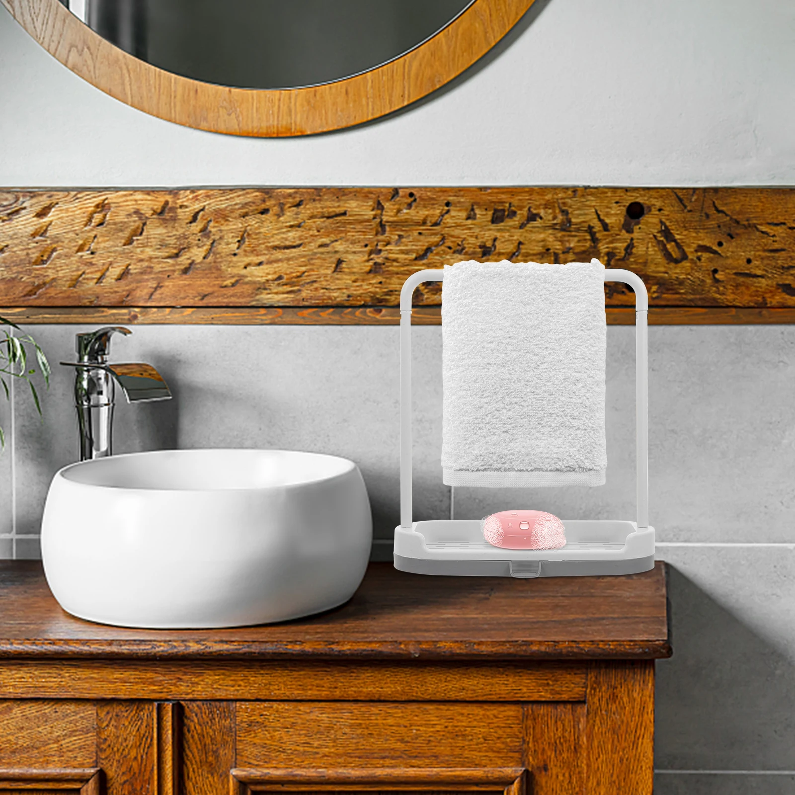 

Rag Rack for Kitchen Dishcloth Drying Stand Holder Countertop Storage Drain Spout Soap Sponge Slot Towel Organizer Drying