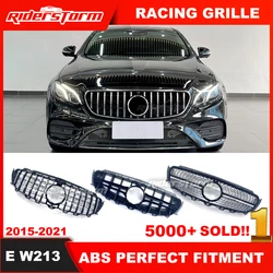 2016 + przednia kratownica W213 GT kratka E43 E450 W238 coupe przedni Grill dla mercedes E200 E300 E250 E320 E350 E400 z otworem kamery