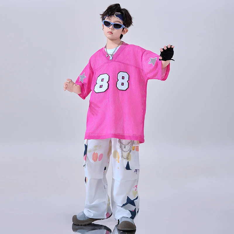 Hip Hop Ragazzi Maglia T-shirt Jogging Ragazze Street Dance Colore della caramella Pantaloni cargo Set di vestiti Bambini Costumi jazz Bambini Streetwear