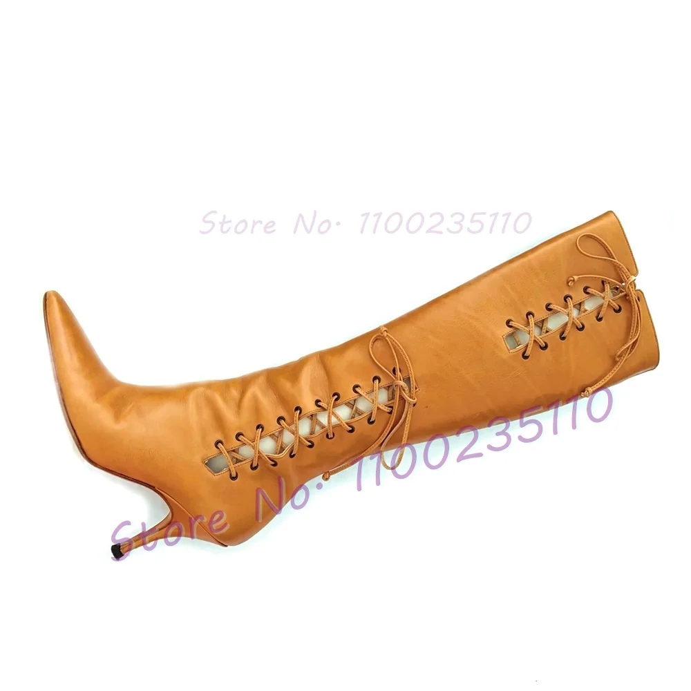 Tan Cross Tied Knee… - image