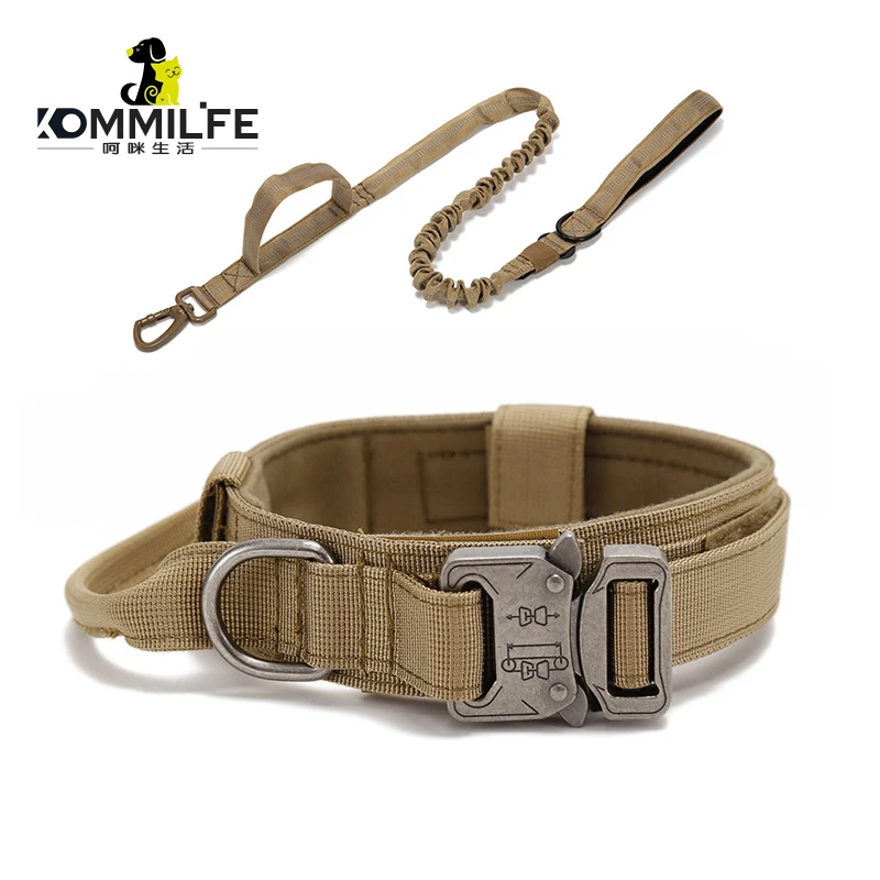 

Tactical Military Dog Collar Leash Adjustable Nylon Leash for Medium Large Dogs Personalized Dog Collar With Name Tag ID Patch