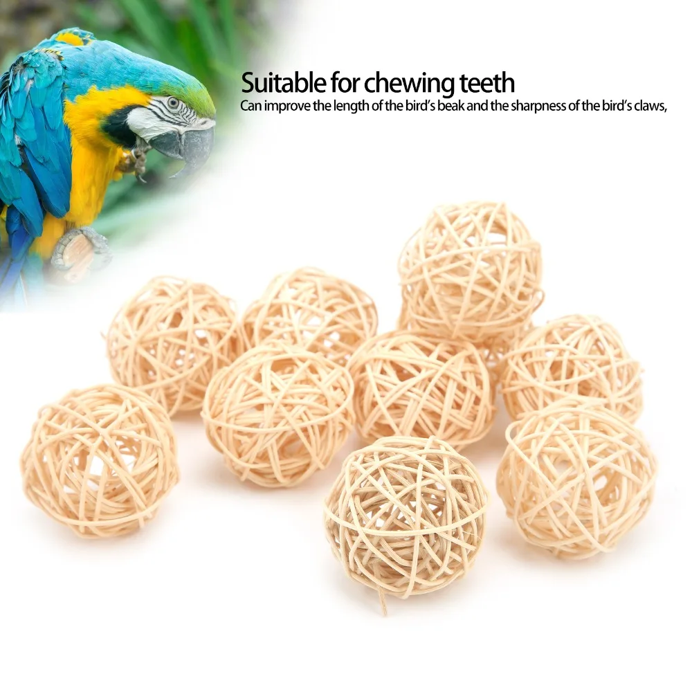 10pcs Handwoven Rattan Chew Balls 5CM Diameter Small Size Small Animal Chew Toys Safe And Harmless Pure Color Parrot Chew Toys