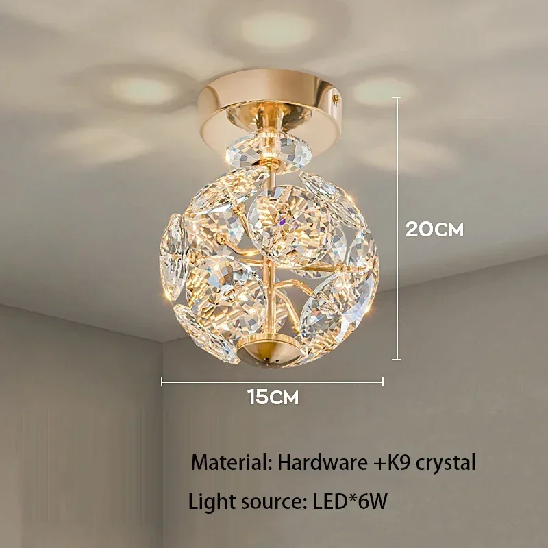 Pure Circle Luxury  Wall Lamp Modern K9 Crystal Bedside Small Chandelier Light Corridor Ceiling  Bar Decoration Noble s