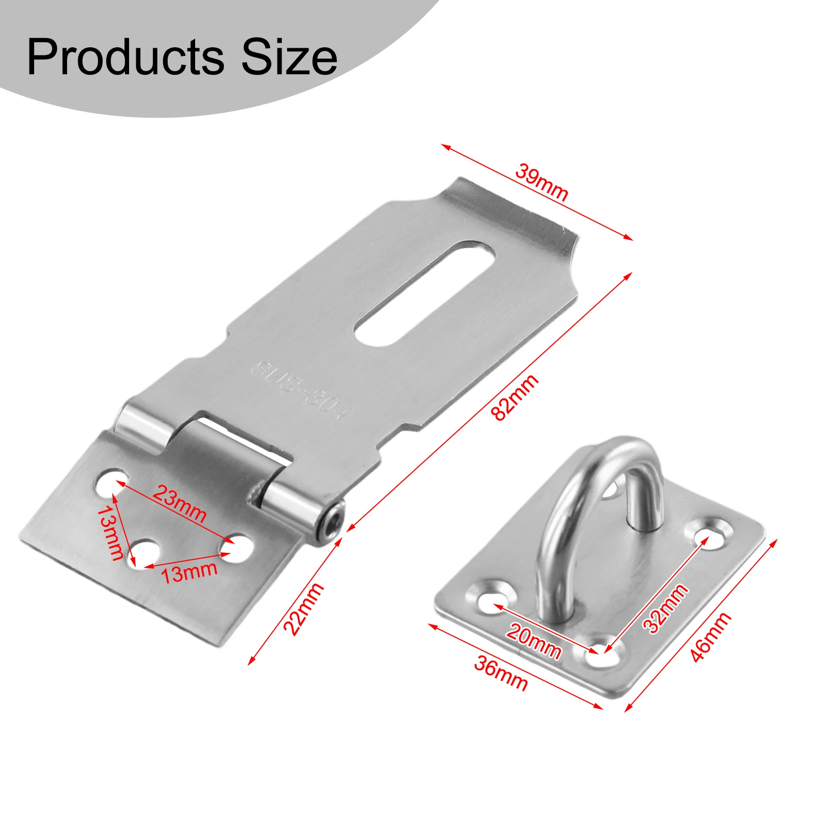 1Pc Padlock Hasp Door Clasp Lock W/ Mounting Screws Stainless Steel Burglar-proof Spare Tools For Residential Gate Shed Cabinet