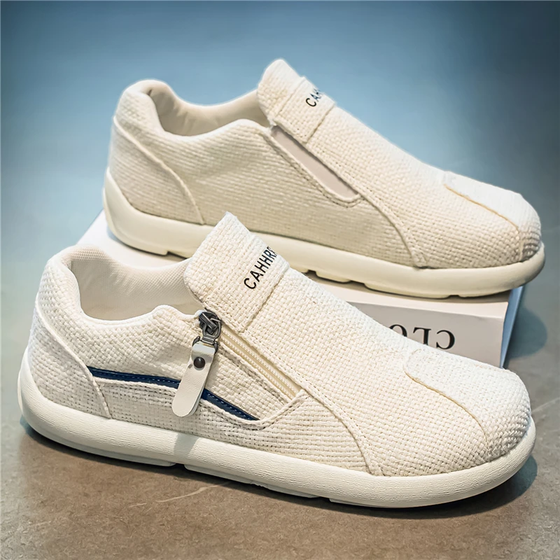 

Men's Summer Breathable Beijing Cloth Shoes Slip-On Lazy Casual Soft Bottom White Trendy Shoes Fashionable Outdoor Leisure Fo...