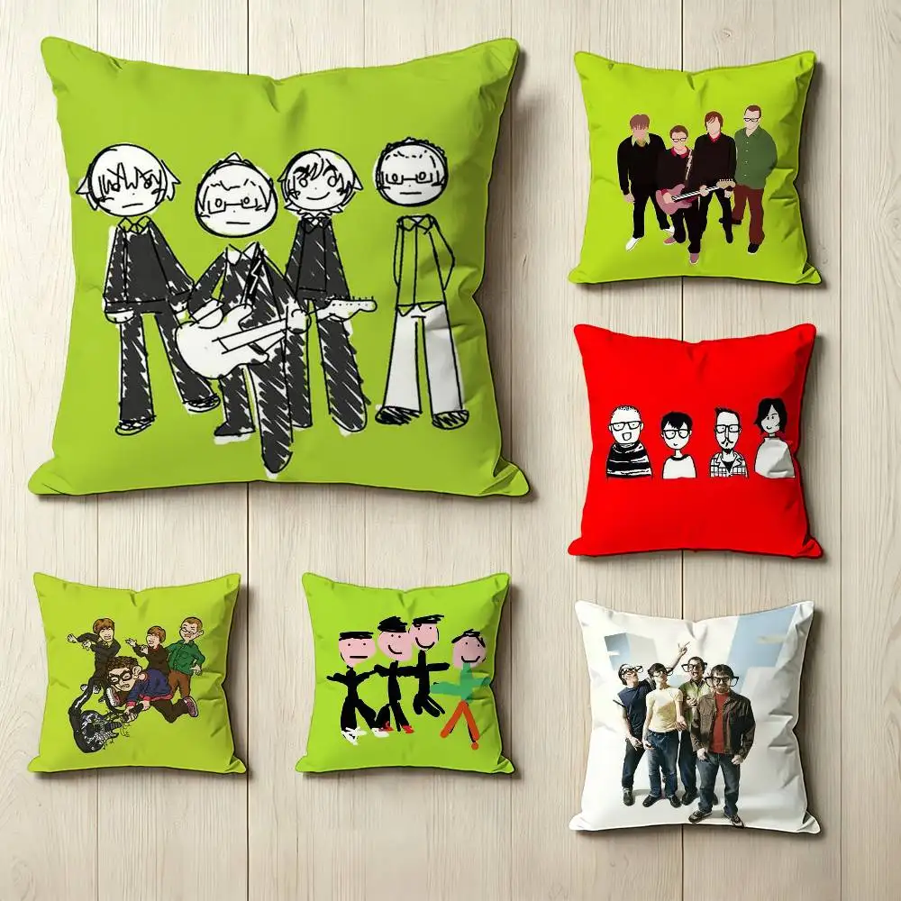 The Four-piece Rock Band W-Weezer-r  Pillow Case Square Double-Sided Sofa Cushion Cover Bedroom Bedside Pillow