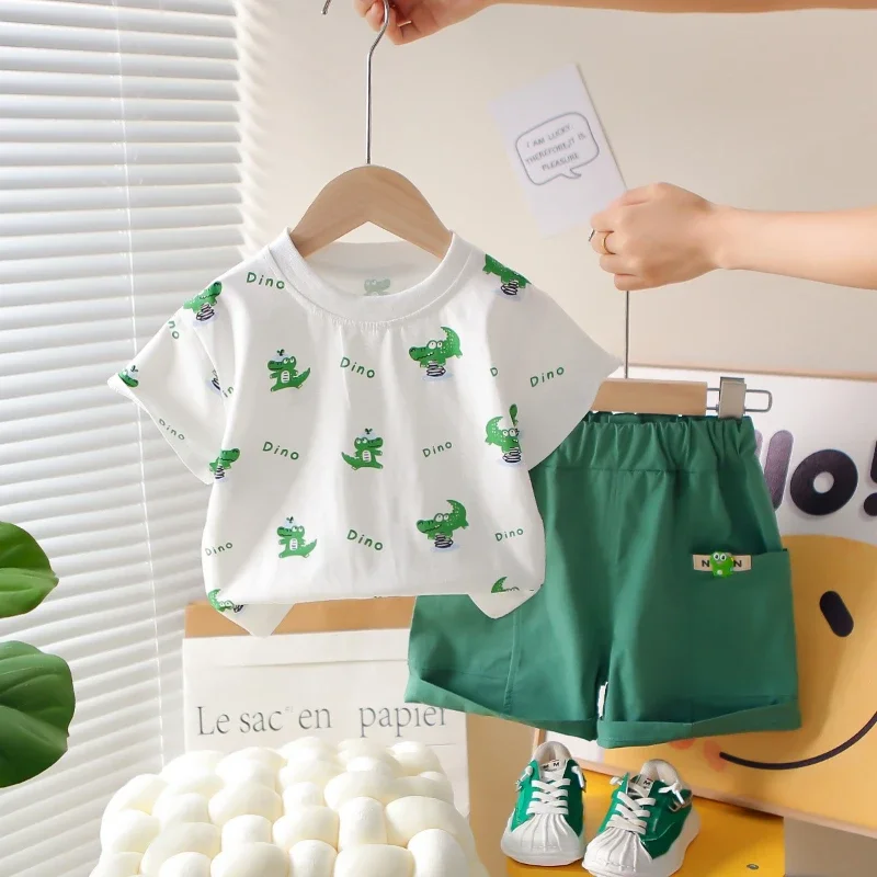 

New Summer Baby Clothes Suit Children Boys Girls Short Sleeved T-Shirt Shorts 2Pcs/Sets Infant Cartoon Clothing Kids Tracksuits