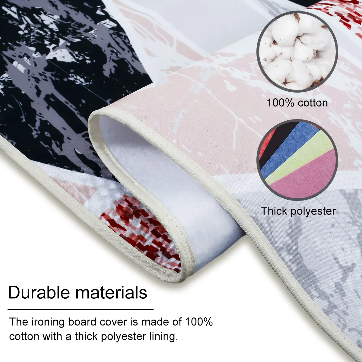 100% Cotton Ironing Board Cover Thickening Iron Cover with Padding Heat Reflective Scorch Resistant Heavy Duty Iron Boards Pad