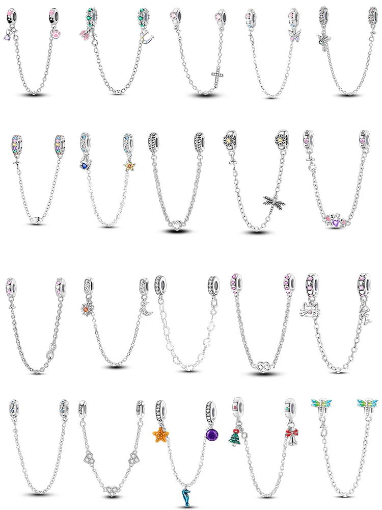 

New original safety chain clip bead 925 sterling silver dragonfly safety chain fitting bracelet DIY women's and girls' jewelry g