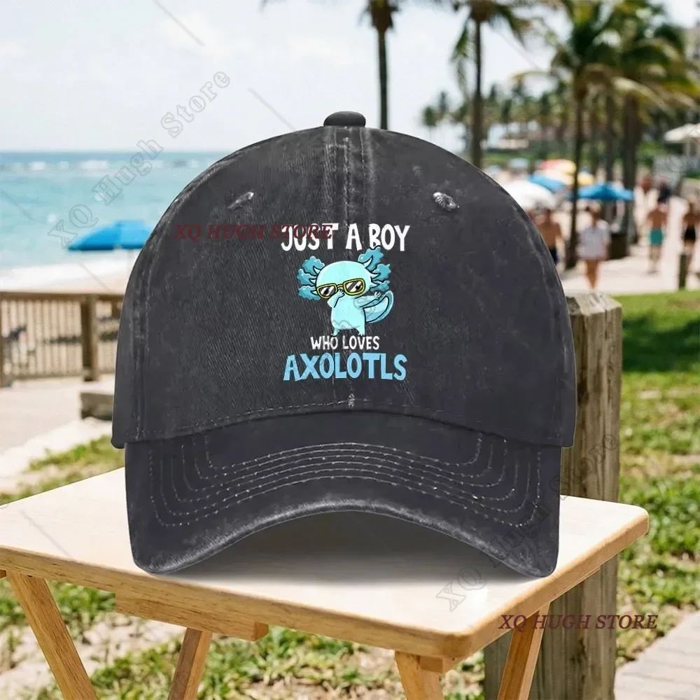 Funny Axolotl Vintage Washed Baseball Cap Female Cowboy Sun Hats Hip Hop Mens Snapback Cap