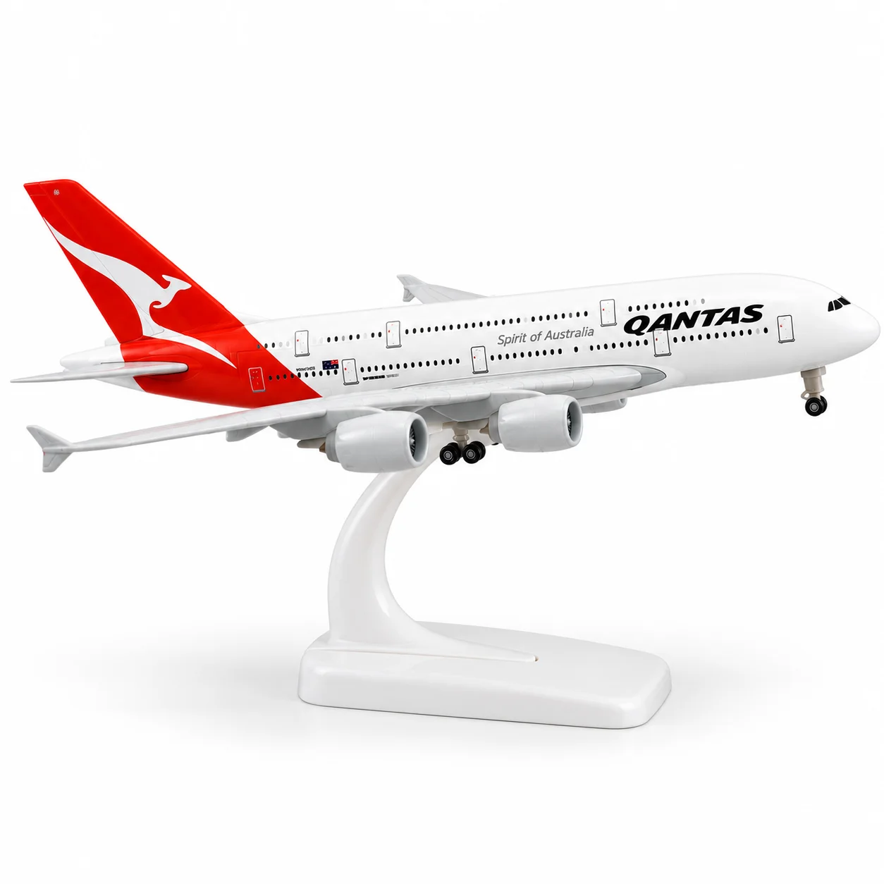 Airbus A380 Qantas Airlines 20cm Diecast Metal Plane Model Toy with Stand Landing Gear Collectible Gift Desk Decor for Aviation