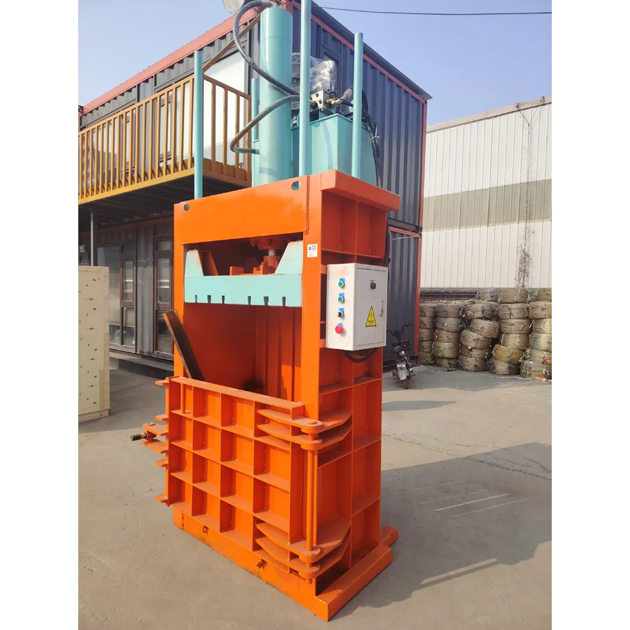 Motor de núcleo de cobre completo, cilindro de alta temperatura, empacadora vertical de residuos de embalaje exprés sin pérdida de presión