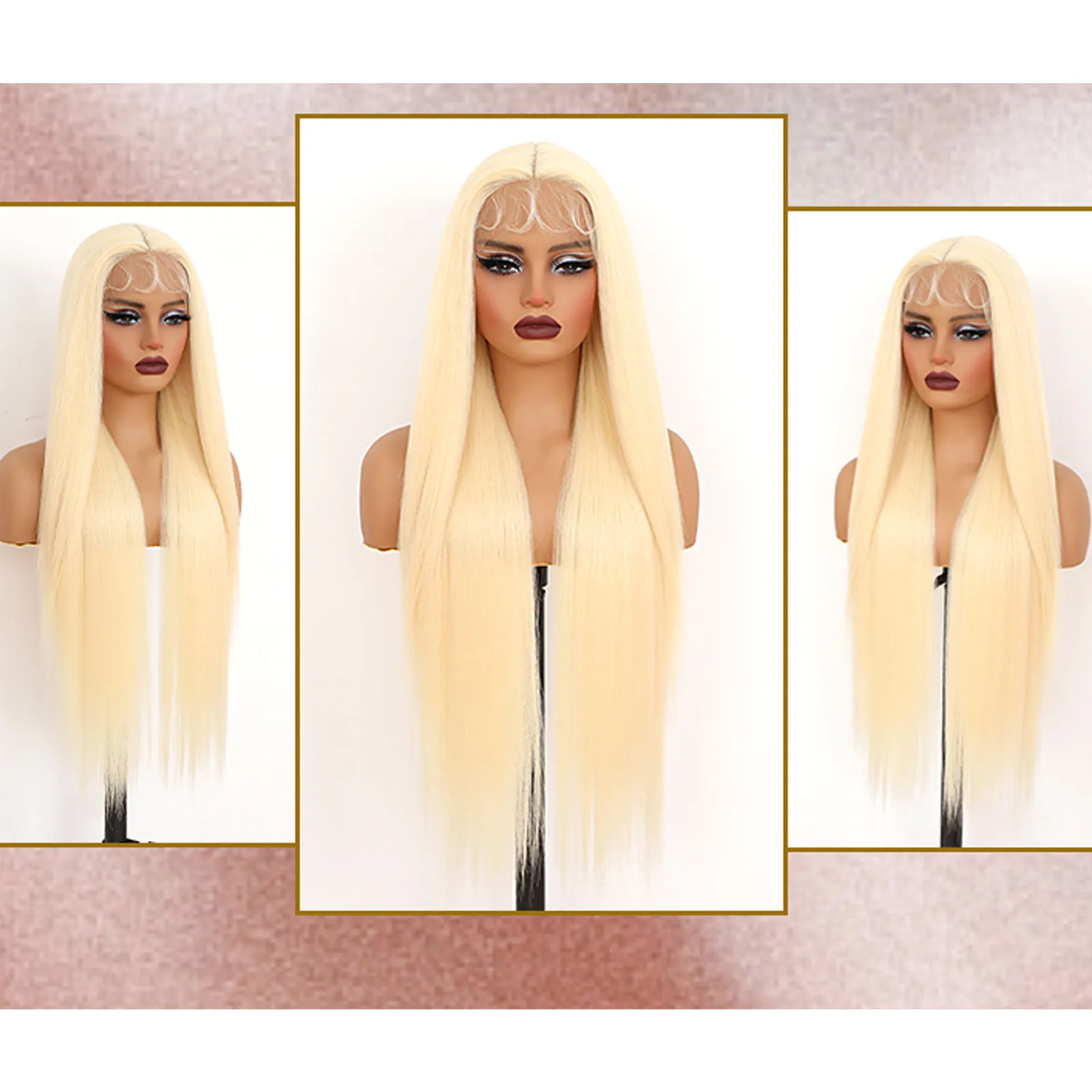 13x4 13x6 Full Frontal Lace 613 Blonde Colored Bone Straight Human Hair Wigs Lace Front Wigs For Women 34 36Inch 100% Human Hair image 3