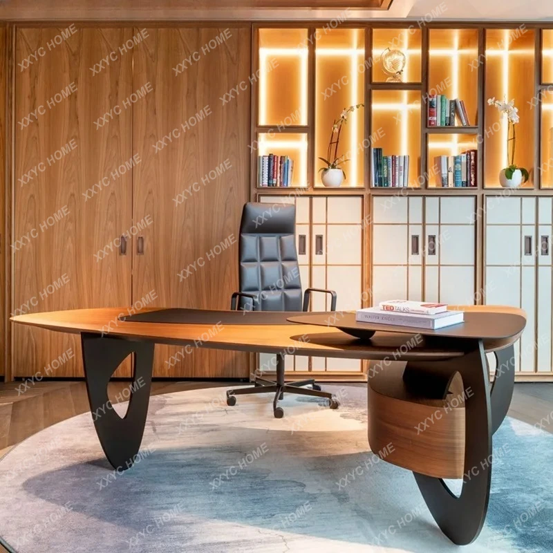 

Легкий роскошный минималистичный офисный стол для руководителя, комбинированный, для больших помещений, высококлассный, в средневековом стиле