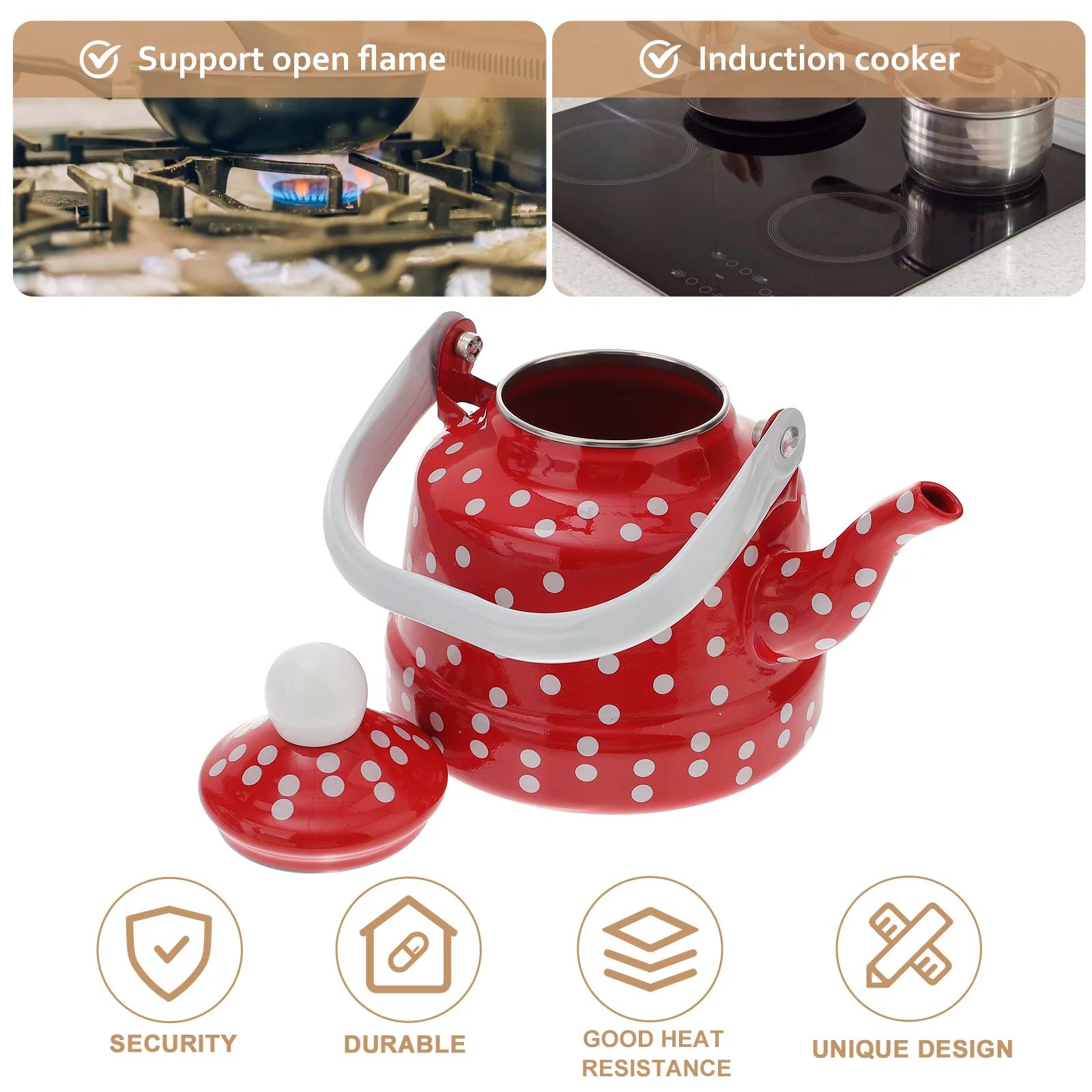 Stainless Steel Enamel Kettle Premium Heat Resistant Base For Gas Stove Tea Coffee Heating Water Boiling Pot Kitchen Teakettle